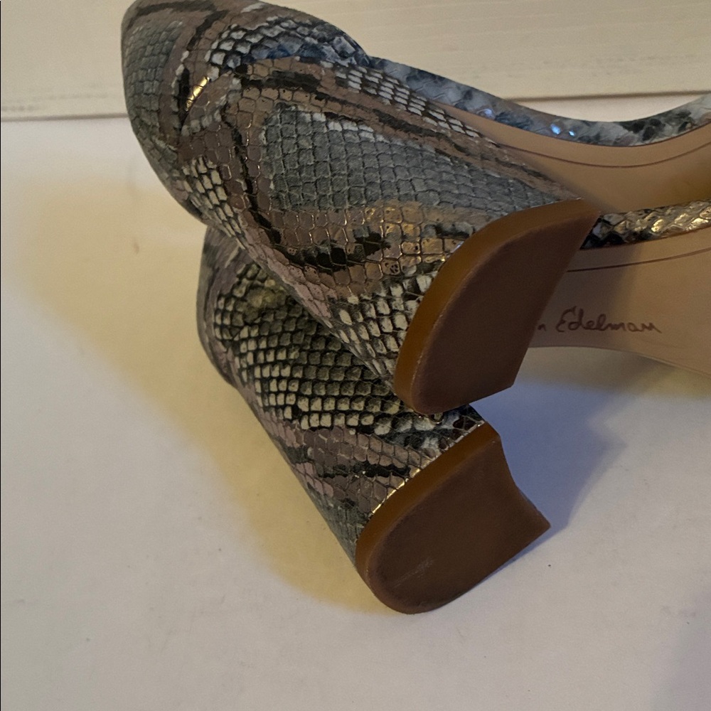 Sam Edelman Daniella Snake Print 3.5 in Leather Block Heels size 7.5 - Picture 7 of 12